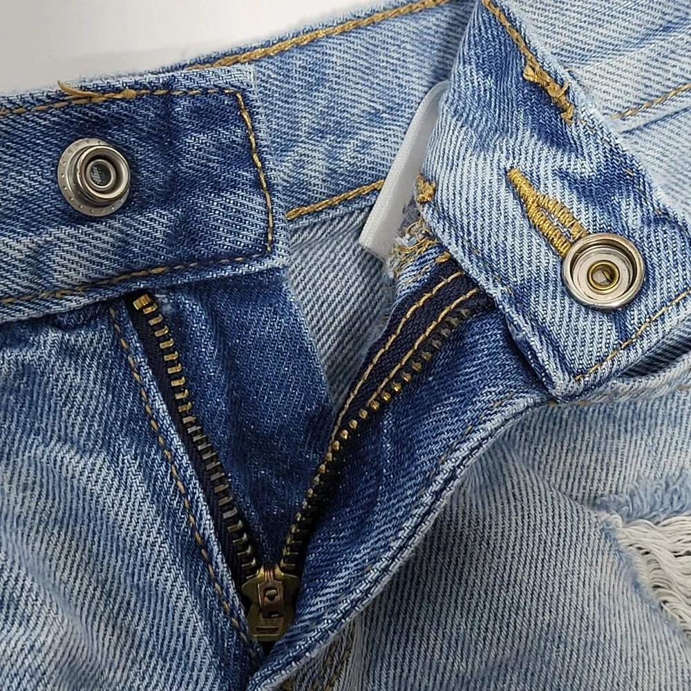 Old Navy Kids Girls Size 8 Distressed Americana Flag Pocket Denim Shorts Blue